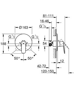 Grohe Eurosmart Cosmopolitan Nástenná sprchová batéria vrátane telesa batérie 32880000 - galéria #1