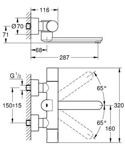 Grohe Eurosmart Cosmopolitan E Infračervená nástenná elektronická umývadlová batéria s termostatickou reguláciou teploty, chróm 36332000 - galéria #1