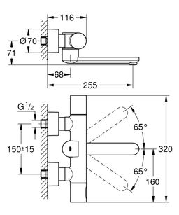 Grohe Eurosmart Cosmopolitan E Infračervená nástenná elektronická umývadlová batéria s termostatickou reguláciou teploty, chróm 36333000 - galéria #1