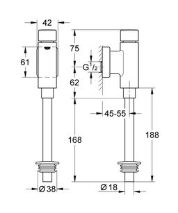 Splachovač pisoárov Grohe Rondo 37339000 - galéria #1