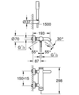 Grohe Essence Nová vaňová a sprchová batéria, nástenná 33628001 - galéria #1