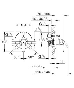 Grohe Eurosmart Podomietková vaňová batéria, chróm 33305002 - galéria #3