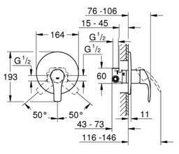 Grohe Eurosmart Podomietková sprchová batéria , chróm 33556002 - galéria #2