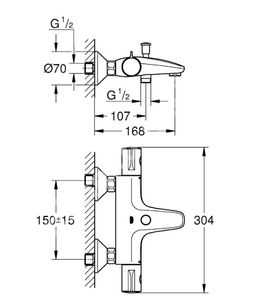Grohe Grohtherm 800 Nástenná vaňová batéria, chróm 34567000 - galéria #12