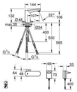 Grohe Eurosmart Cosmopolitan E Infračervená elektronická umývadlová batéria so zmiešavačom a nastaviteľnou teplotou 36324001 - galéria #1