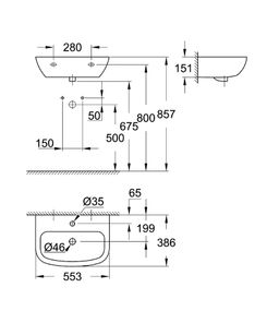 Grohe Bau Ceramic Závesné umývadlo 55 x 38 cm, alpská biela 39440000 - galéria #1
