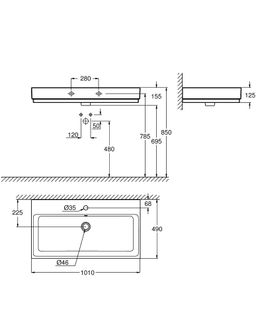 Grohe Cube Keramické závesné umývadlo 100 cm, alpská biela 3938600H - galéria #1
