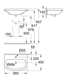 Grohe Bau Ceramic Zapustené umývadlo 55 cm, alpská biela 39422000 - galéria #1