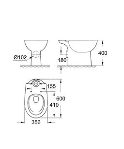 Keramická stojaca WC misa Grohe Bau Rimless, alpská biela 39349000 - galéria #1