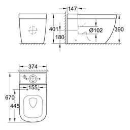 Grohe Euro Keramická WC kombi misa 37,4 cm Rimless, biela 39338000 - galéria #2