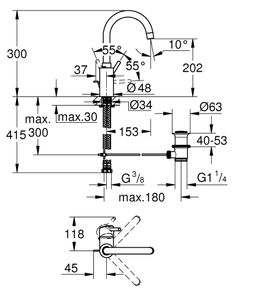 Grohe Concetto Umývadlová batéria, páková, veľkosť L 32629002 - galéria #1