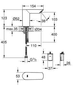 Grohe Bau Cosmopolitan E Elektronická umývadlová batéria bez batérie, chróm 36452000 - galéria #1