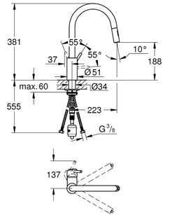 Drezová batéria Grohe Concetto, DN 15 31483002 - galéria #1