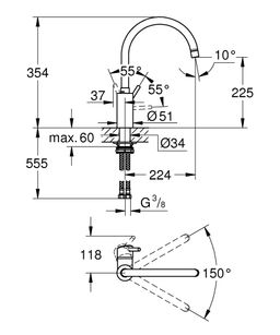 Drezová batéria Grohe Concetto, DN 15, Supersteel 32661DC3 - galéria #1