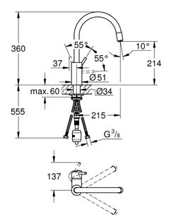 Drezová batéria Grohe Concetto, DN 15 32663003 - galéria #1