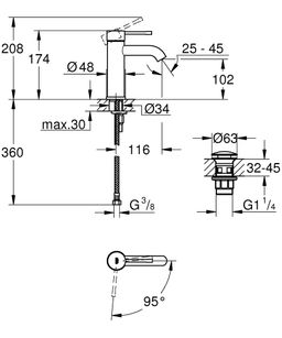 Grohe Essence Nová umývadlová batéria, s výtokom 23797001 - galéria #1