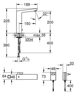 Elektronická umývadlová batéria Grohe Eurocube E Infrared, chróm 36440000 - galéria #1