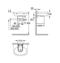 Grohe Euro Keramický polostĺpik na umývadlo 45 cm, alpská biela 39325000 - galéria #1