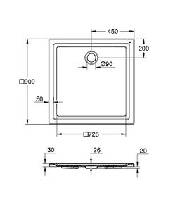 Grohe Sprchová vanička štvorcová 90 x 90 cm, alpská biela 39301000 - galéria #2