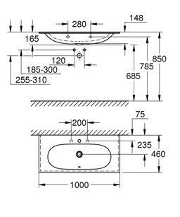 Grohe Essence Závesné umývadlo 100x46 cm, alpská biela 3956600H - galéria #1