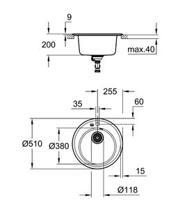 Grohe K200 Kompozitní kruhový dřez 31656AT0 - galéria #1