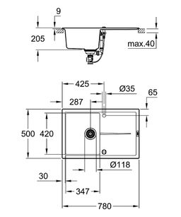 Grohe K400 kompozitný drez s odtokom 31639AP0 - galéria #1
