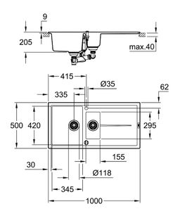 Grohe K400 kompozitný drez s odtokom 31642AP0 - galéria #1
