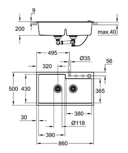 Dvojdrez Grohe K500 Composite 50x86 cm 31649AP0 - galéria #1