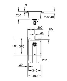 Grohe K700 kompozitný drez 40x50 cm 31650AP0 - galéria #1