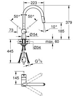 Grohe Minta Drezová batéria, vyťahovacia výpusť, brúsená Hard Graphite 32321AL2 - galéria #2