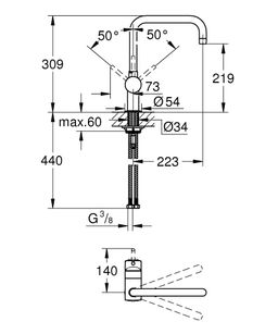 Grohe Minta Drezová batéria, otočná výtoková rúrka, kartáčovaná Hard Graphite 32488AL0 - galéria #2