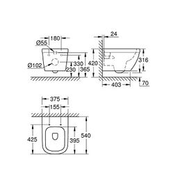 Keramické WC Grohe Euro 37,5 x 31,6 cm, biele 39538000 - galéria #5