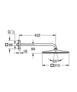 Grohe Rainshower Mono Cube sprchová hlavica 31 x 31 cm s ramenom, kartáčovaná Cool Sunrise 26564GN0 - galéria #2