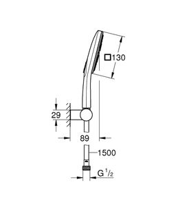 Grohe Rainshower SmartActive 130 Cube Ručná sprcha s hadicou a držiakom, chróm 26588000 - galéria #3
