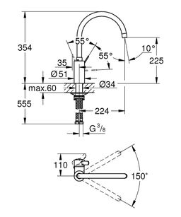 Grohe Eurosmart Cosmopolitan otočná drezová batéria, chróm 3284320E - galéria #3