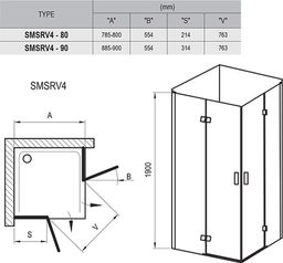 Ravak SmartLine Sprchový kút 80 x 80 cm, štvorcový, transparentný/chróm 1SV44A00Z1 SMSRV4-80 - galéria #5