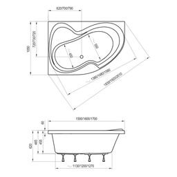 Ravak Rosa 2 Vaňa 160x105 vľavo bez nôh CM21000000 - galéria #3