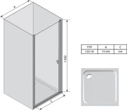 Ravak Chrómové sprchové dvere 80 cm Alu/Transparent 0QV40C00Z1 CSD1-80 - galéria #1
