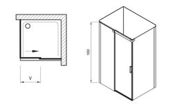 Ravak Matrix Sprchový kút 110x80 pravý priehľadný alubright MSDPS-110/80 0WPD4C00Z1 - galéria #1