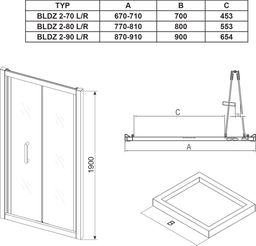 Ravak Blix Sprchové dvere 80 cm, transparentné/ALU lesk BLDZ2-80 X01H40C00Z1 - galéria #2