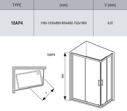 Ravak 10° Sprchový kout 120 x 90 cm alu/transparent 10AP4-120/90 0ZVG70C00Z1 - galéria #1