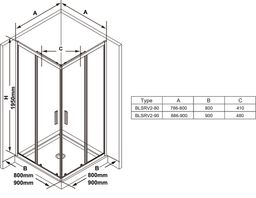 Ravak Blix Slim Sprchový kút 90 x 90 cm, ALU lesk/priehľadný BLSRV2-90 X1LM70C00Z1 - galéria #1
