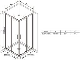 Ravak Sprchový kút 80 x 80 cm, čierne/čierne sklo BLSRV2-80BT X1LM40300Z1 - galéria #3