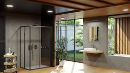 Ravak Blix Slim Sprchový kút 1/2 100 cm, čierna/čierne sklo BLSRV2K-100BT X1XMA0300Z1 - galéria #1