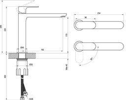 Ravak Eleganta Vysoká umývadlová batéria s BeCool, Graphite Brushed EL014.21GB X070416 - galéria #1