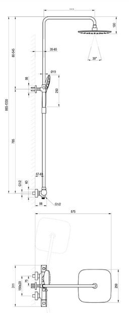 Ravak Flat Sprchový systém s termostatickou baterií, černá FL 091.20BL X070443 - galéria #4