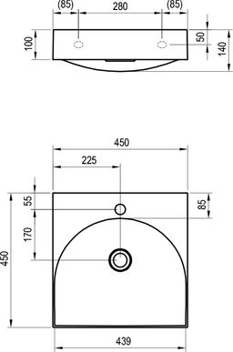 Ravak Lite Umývátko 45 cm s otvorem, bílá XJX01245002 - galéria #2