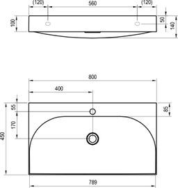 Ravak Lite Umyvadlo 80 cm s otvorem, bílá XJX01280005 - galéria #3