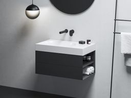Ravak Lite Umyvadlo 80x45 cm bez otvoru, bílá - odkládací plocha vpravo XJXP1380001 - galéria #1