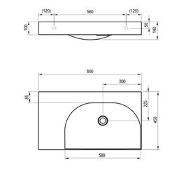 Ravak Lite Umyvadlo 80x45 cm bez otvoru, bílá - odkládací plocha vlevo XJXL1380001 - galéria #3